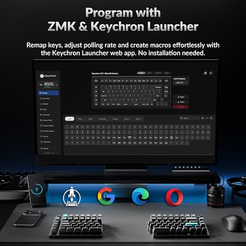 Image of Keychron Q11 Ultra 8K Polling Rate Wireless & Wired Split Ergonomic Mechanical Keyboard, Open-Source 75% Layout Dual Knobs, Aluminum Hot-Swappable RGB Brown Switch for Mac Windows Linux