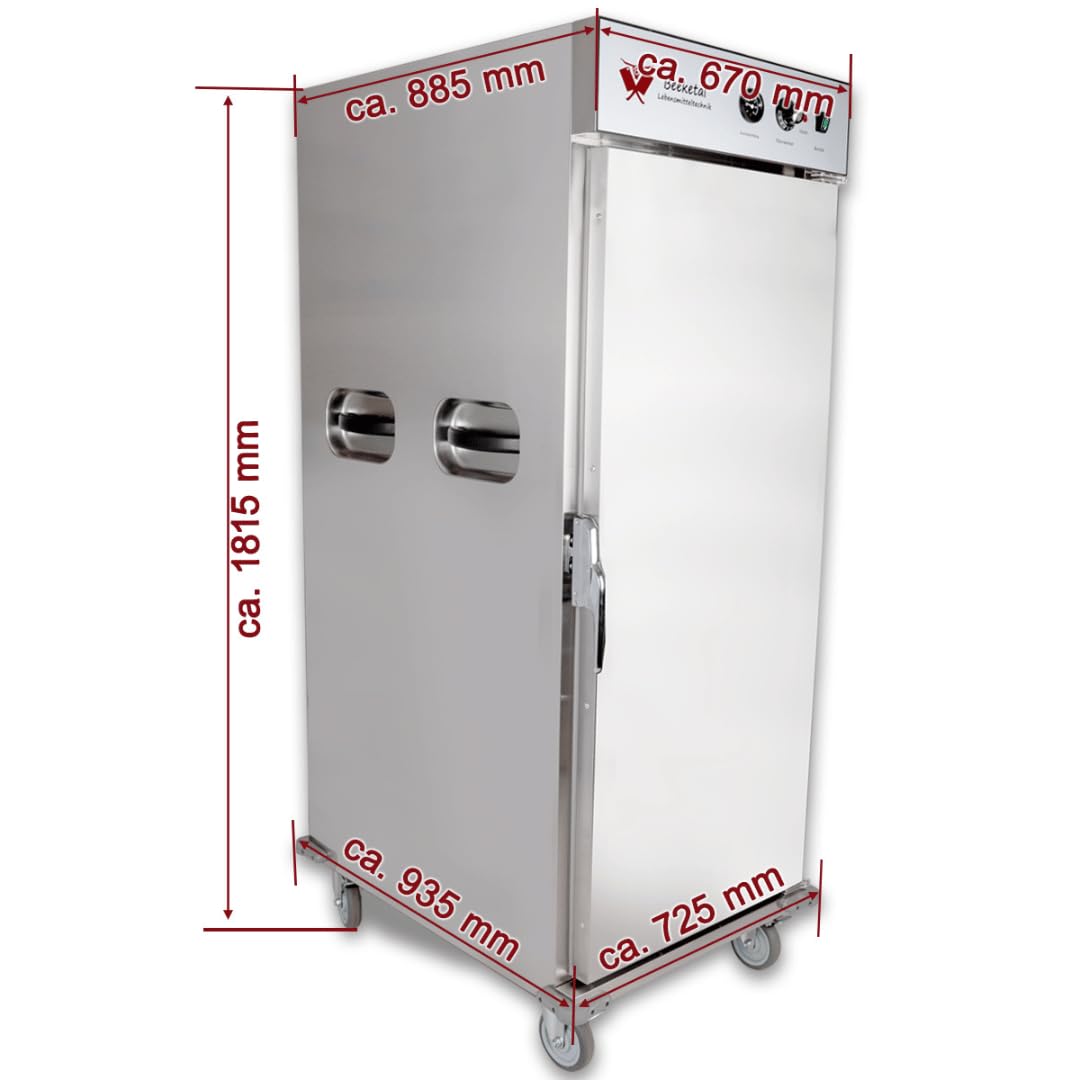 Beeketal 'BWHS-11' Gastro Wärmeschrank aus Edelstahl mit 11 Fächern, Ablaufhahn, Transportgriffe, 4 x 360° Drehrollen mit Feststellbremsen, Temperatur 30-110 °C, inkl. 11 Gitter (verchromt)