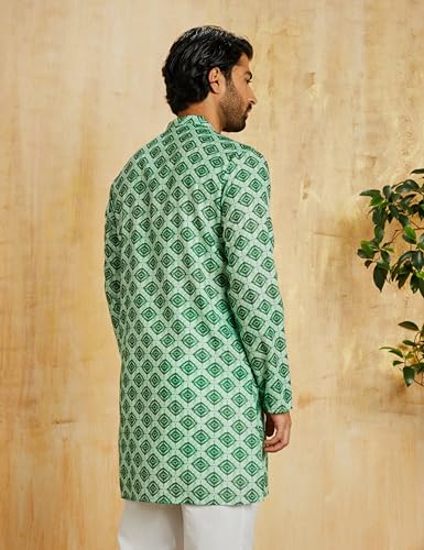 Image of Amazon Brand - Symbol Men's Polyester Festive Printed Long Kurta (Regular Fit)