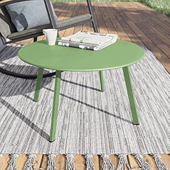 Alternative view of Grand patio Round Outdoor Coffee Table, Weather Resistant Metal Large Side Table for Balcony, Porch, Deck, Poolside, Sage Green