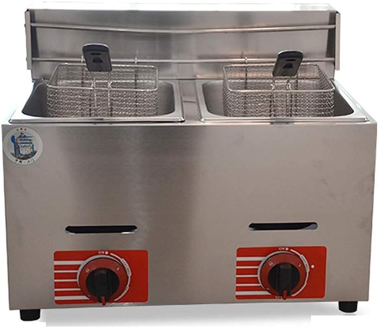 Fryer Basket,Commercial Gas Fryer Stainless Steel Double Fryer,Large Capacity Gas Fryer Easy to Clean for Cooking Food and Fries Home Restaurant Home