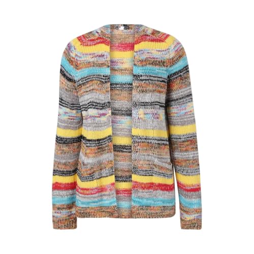 Women's Rainbow Striped Cardigan Sweater,Long Sleeve Multicolor Open Front Sweater Fall Winter Casual Outwear3
