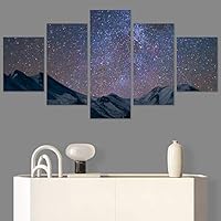 SIGNWIN 5 Panel Canvas Wall Art Modern Art Astronomy & Space Cosmic Decorative Elements Dramatic Multicolor Photography for Home Decorations Ready to Hang - 60