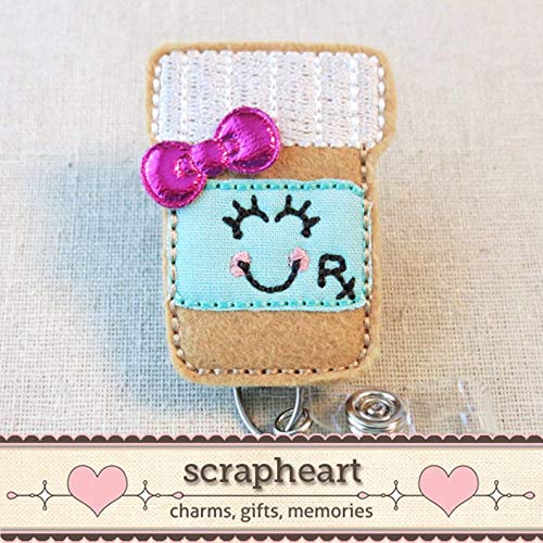 Pill Bottle Rx Badge Reel, Pharmacist Retractable Badge Reel, Pharmacist Gift, Pharmacy Tech Badge Reel Gift, Happy Pill Bottle Id Holder #TOP1