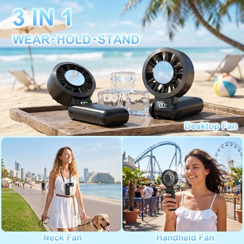 Husdensky Pro Handheld Portable Fan Cooling 3-in-1 Hand, Desk, Neck & Fan - image 4