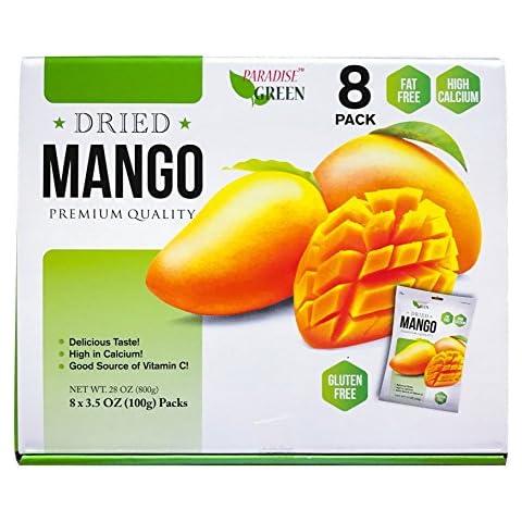 Paradise Green Premium Dried Mango Box of 8 Packs Cover
