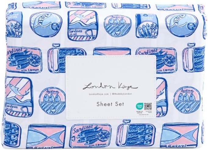 London Kaye Sheet Set, Mini Martini on White Background, Full