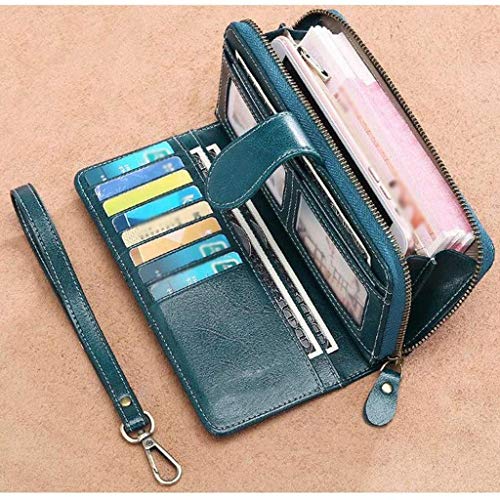 Leather Wallet ， Slim Wallet Leather Zipper Clutch Bag Multi-Function Card Package Coin Bag with Ladies Wrist3