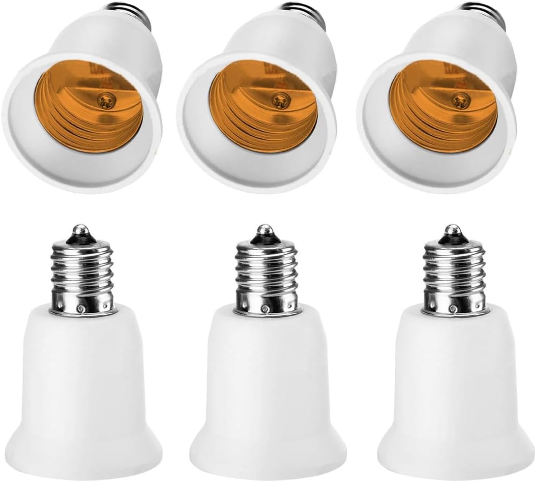 E17 to E26 Bulb Adapter (E26 Bulb in Smaller E17 Socket) E17 to Standard Medium E26 Screw Base Socket Converter, Intermediate E17 Base Light Adapter (6)