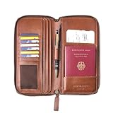 DRAKENSBERG Travis męski portfel podróżny, etui na paszport z wieloma przegródkami, ekologiczne, vintage, brązowa skóra w stylu vintage, L, Vintage