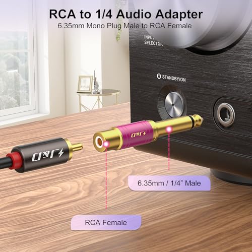 Adaptador de audio RCA a 1/4 pulg. 4 piezas miniatura 3