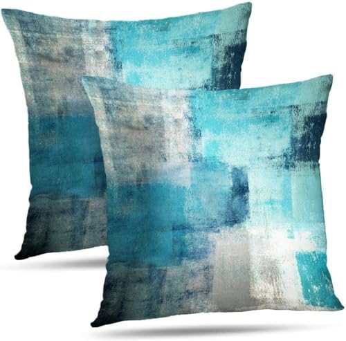 Alricc Throw Pillow Covers for Couch, 18x18 Inch, 2 Pack, Turquoise