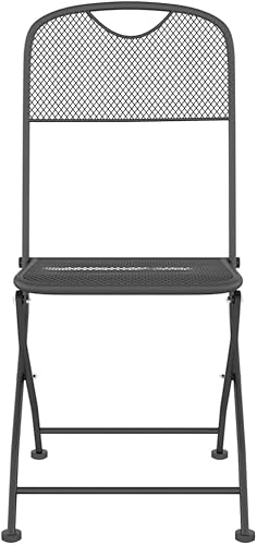 Miniatura 5 de vidaXL Sillas plegables de malla metálica expandida para patio, color antracita, muebles de estilo industrial para exteriores para patio, jardín,
