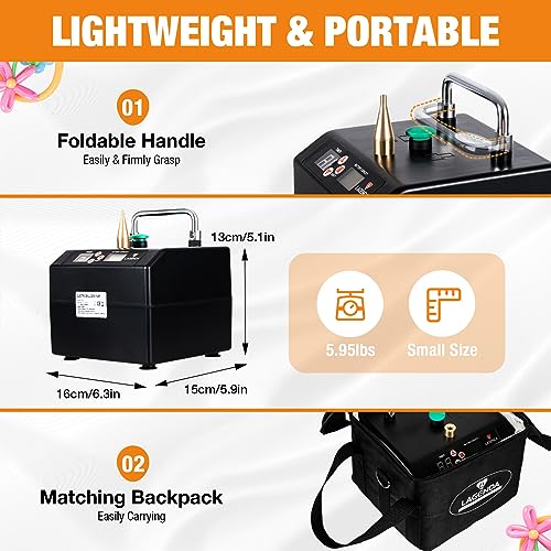 Portable Electric Balloon Pump, Black Balloon Air Blower with Timer Battery Machine Electric Air Pump for Balloons Professional Balloon Inflator for Party Events Decoration