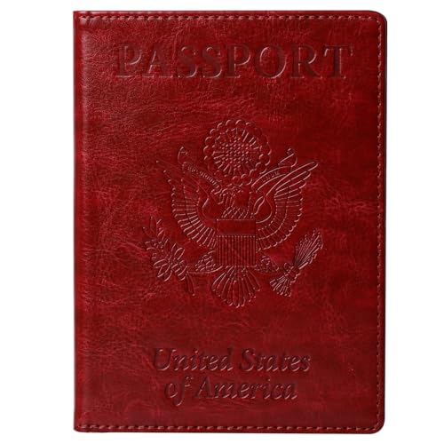 Image of TIGARI Passport Holder for Travel Women Men, Valentines Day Gifts PU Leather Wallet Cover Case Sleeve, Waterproof Protected Document Organizer, Vacation Plane Cruise Travel Essentials