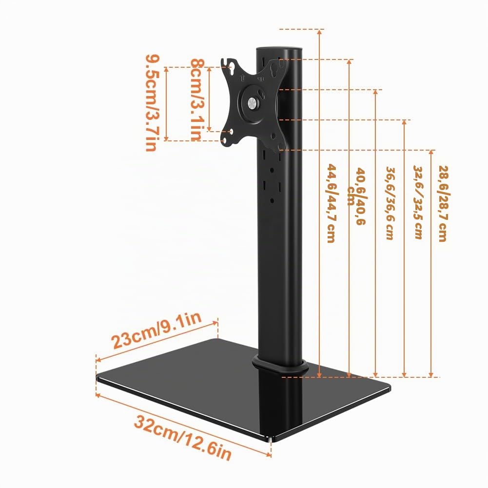 KKTONER Support d'Écran d'Ordinateur VESA 13-32 Pouces Réglable en Hauteur Pivotant 75x75mm 100x100mm
