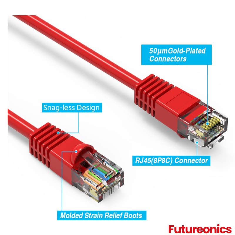 Pack 5 cables Ethernet Cat 6 30 pies rojo UTP miniatura 5