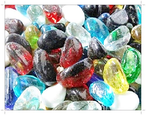 SOOTHING IDEAS1kg Mixed Colour Glass Pebble Bean 20mm Home Garden Wedding Aquarium Memorial (app 165)
