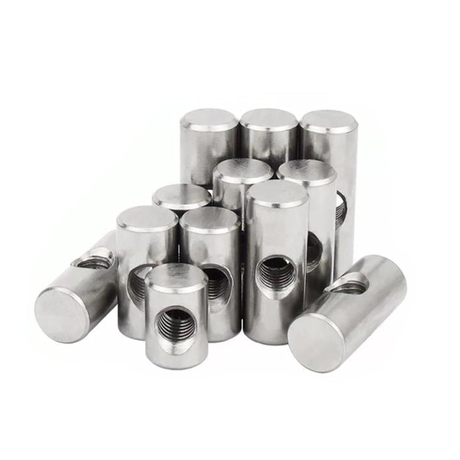 PULaif Furniture Barrel Nuts, Thumb Screws Furniture Barrel Nuts Cross Dowels Stainless Silver 10-Pack Multiple Sizes(D6L20 x M4)