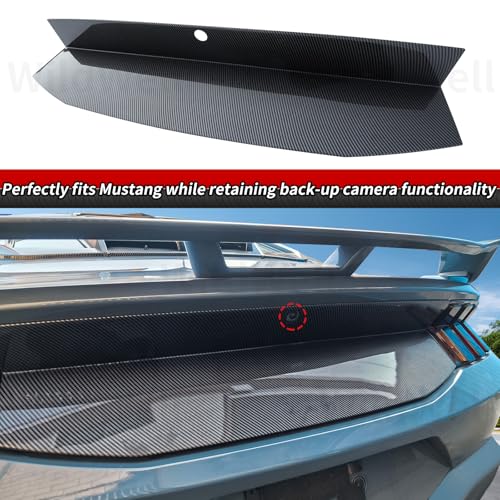 Image of WildWell Trunk Decklid Panel Trim Compatible with 2024-2026 Ford Mustang | Trunk Decklid Center Decorating Panel Accessories Carbon Fiber Painted