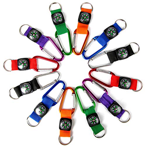 PROLOSO Colorful Carabiner Compass Keychain Belt Clips Kids Toys Prizes Outdoors Adventure Party Favors 20 Pcs miniatura 4
