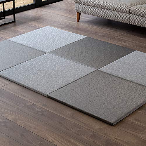 こうひん 日本製 縁なし 置き畳 ユニット畳 『アングル』 置くだけで簡単に和モダン空間を演出 樹脂製 ジュエル 002・PVC織物 厚さ2.5cmの【本格タイプ】 すべり止め付き (70cm x 70cm 9枚セット)