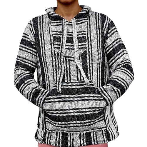 Hoodies for Men Mexican Baja Pullover Poncho Sweater Long Sleeve Drawstring Sweatshirt 2025 Fall Outfits with Pockets3