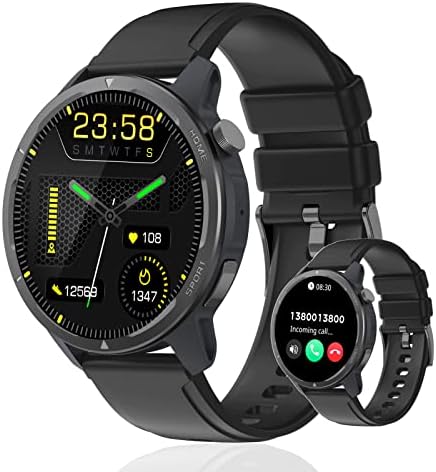 Smart Watch (Answer/Make Calls), Smartwatch with Heart Rate/Blood Oxygen/Sleep Monitor for iOS and Android Phones, Large Screen IP68 Waterproof Fitness Tracker Watch for Men and Women