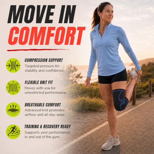 Image of Knee Brace for Men and Women Knee Compression Sleeve Knee Support Wraps for Arthritis Joint Pain Relief, Workout, Swelling, Sports, Circulation, Running, Recovery for ACL & Meniscus Tear