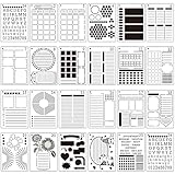 deegbbyi 24 Piezas Plantillas para Pintar, Plantillas para Bullet Journal, Plantilla de Pintura Reutilizables, Resistente y Duradero, para Hacer Álbumes de Recortes, Tarjetas, Diarios y Cuadernos