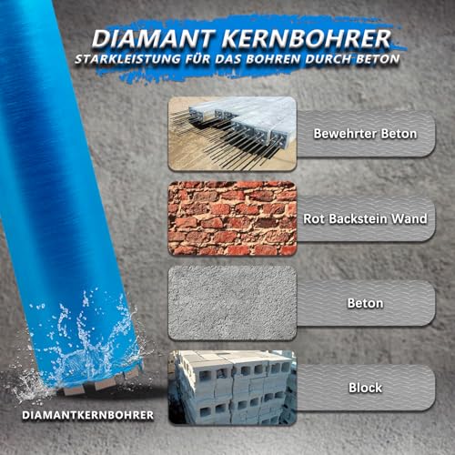 HBKEEN Diamantbohrkrone Diamant Nassbohrkrone mit 1 1/4 Zoll Aufnahme Nutzlänge 400 mm DM 152 mm