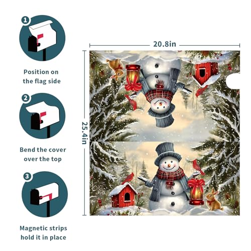 Image of Christmas Mailbox Covers Magnetic Standard Size 21 X 25.5 Inch Winter Snowman Magnetic Mailbox Cover Snowflakes Bird Mailbox Wraps Post Box Cover Decoration Outdoor Garden Home Yard Outside