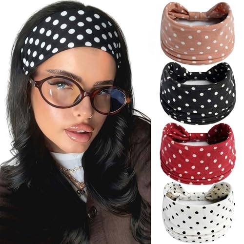 Headbands for Women Polka Dot Wide Head Bands Knotted Head Wraps ...