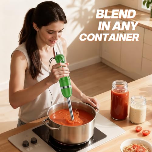 Image of Turelar Immersion Blender Handheld, Corded Electric Blenders Portable Stick Mixer with 2 Mixing Speed and Stainless Steel Blades Emulsifier for Effortless Blending Soup, Smoothies, Puree or Baby Food