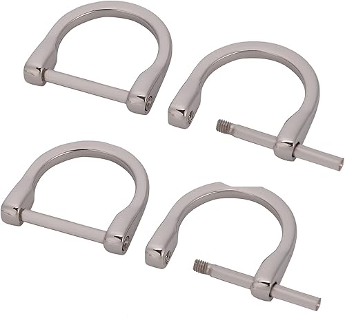 Miniatura 8 de 4 anillos en D de repuesto con grillete de tornillo para llaves, herradura en forma de U, anillo Dee para bricolaje (oro negro, 34 pulgadas)