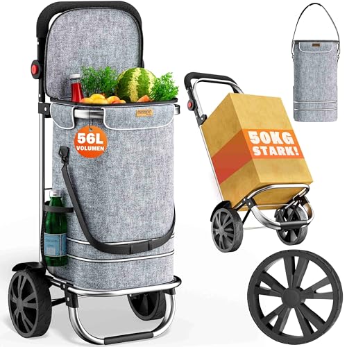 MONZANA® 3in1 Einkaufstrolley 56L bis 50 kg klappbar abnehmbare Tasche Handwagen Einkaufswagen...