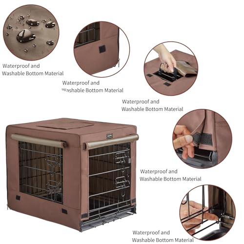 DONORO Dog Crates for Small Size Dogs Indoor Double Door Dog Kennels & Houses for Puppy and Cats, Collapsible Metal Contour Dog Cages (Brown, 24.0" L x 18.0" W x 20.0" H) - Image 5
