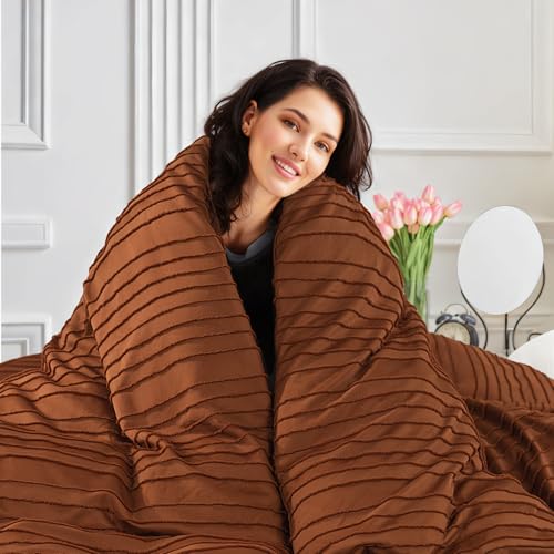 Image of NEXHOME PRO Duvet Cover, Brunt Orange 3 Pieces Boho Tufted Duvet Cover Set, Soft and Lightweight 100% Washed Microfiber Comforter Cover Set(Brunt Orange Cal King, 104 x 98)-No Comforter