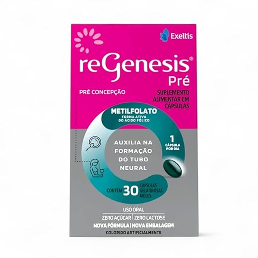 Regenesis Pré - 30 Cápsulas - com Acido Fólico Metilfolato B12 Ômega para Pré-concepção