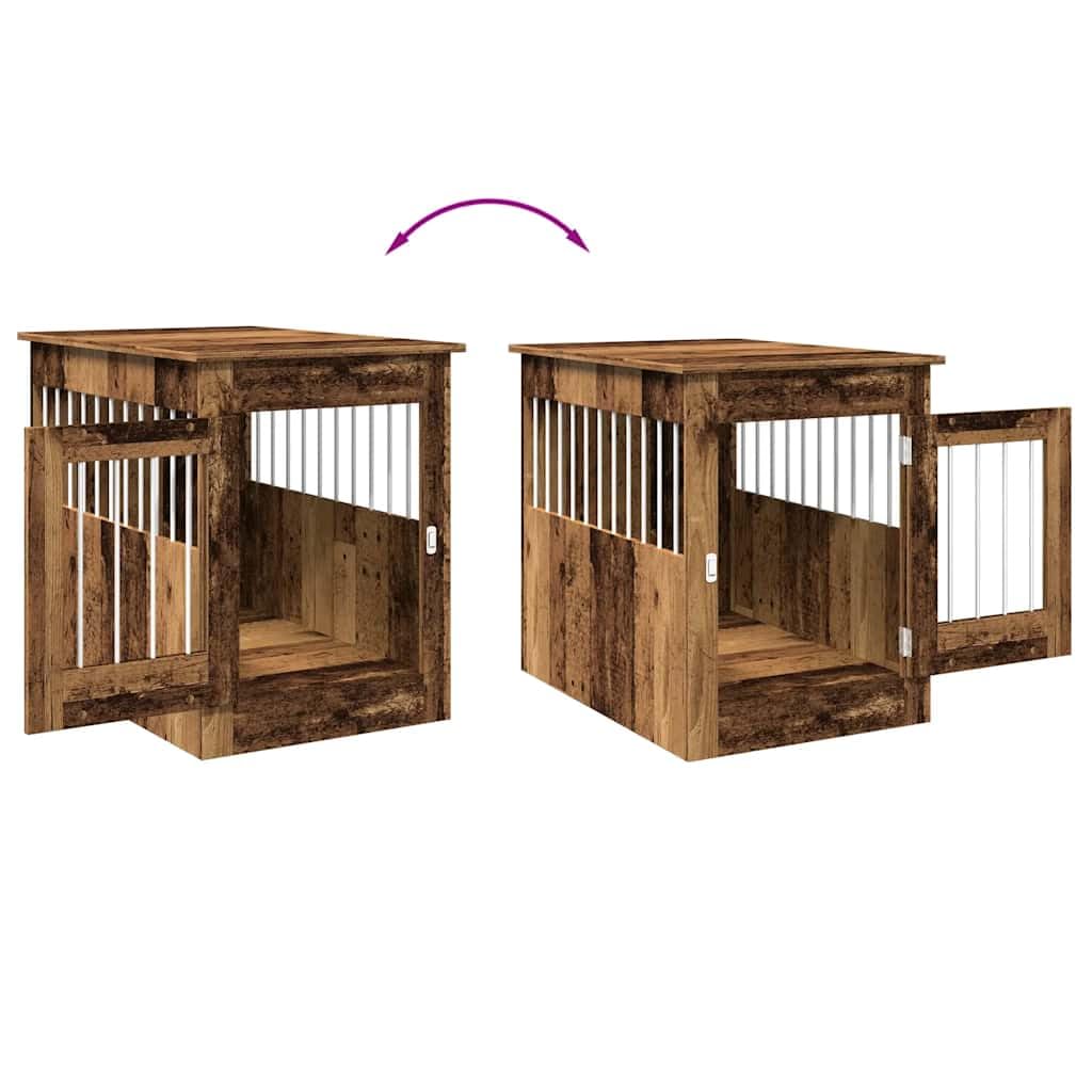 vidaXL Jaula para Perros Madera de ingeniería Madera Vieja 55x80x68 cm, caseta para Perros, Refugio para Perros, Jaula para Mascotas, Perrera