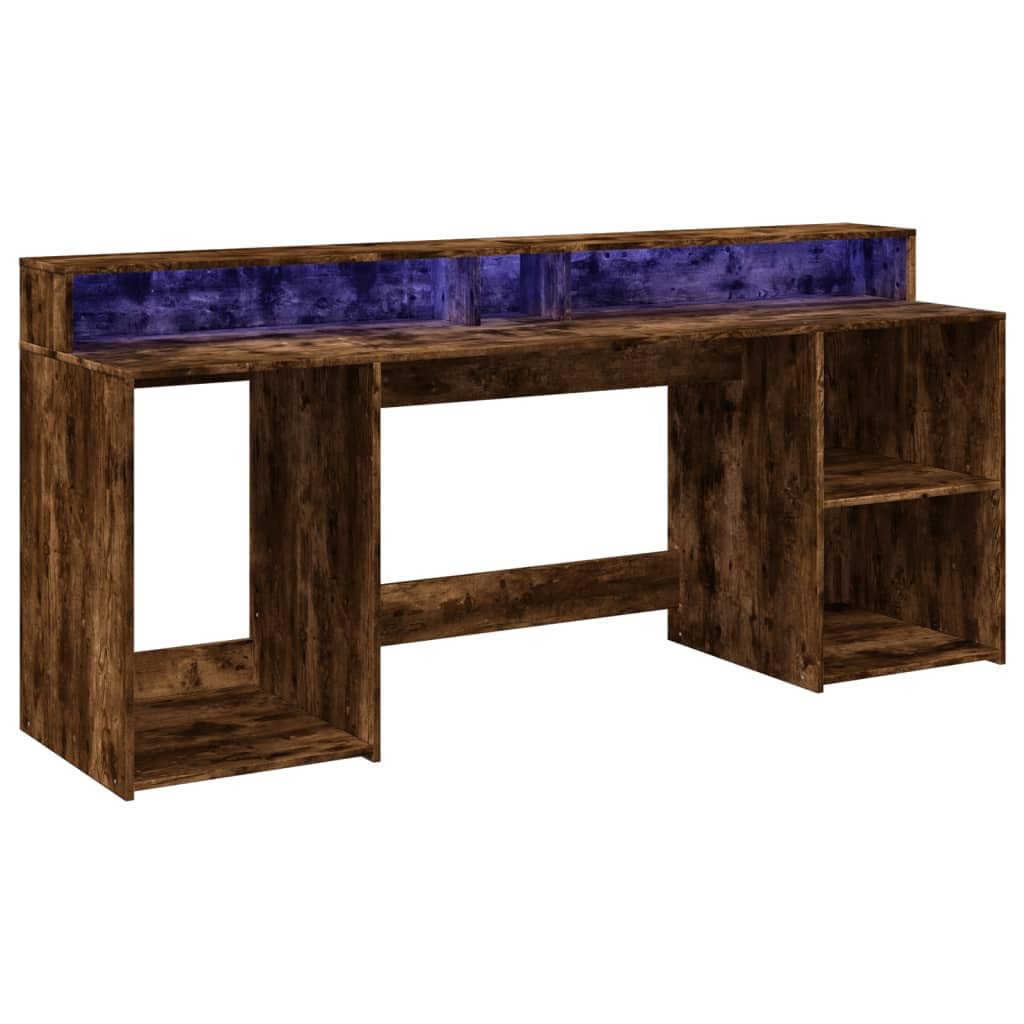 Homgoday Scrivania a LED per computer, ufficio, ufficio, ufficio, soggiorno, studio, incenso, 200 x 55 x 91 cm, materiale in legno