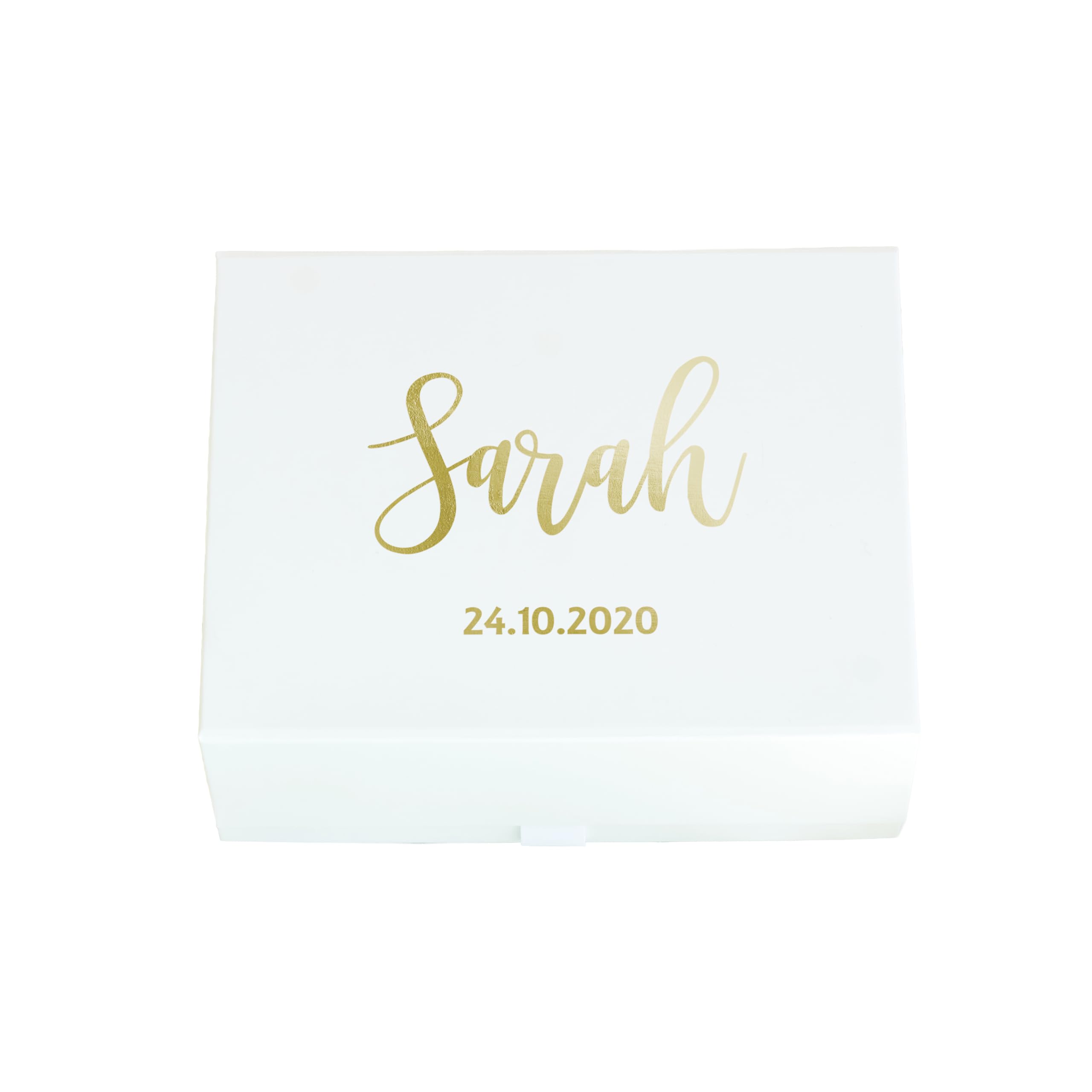Pink Positive Personalised Gift Box with Real Foil Name, White Custom Gift Box Ideal for Bride, Bridesmaid, Birthdays (Deep White)