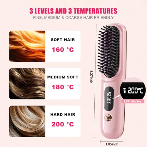 Cepillo Alisador de Pelo Mini Inalámbrico Rosa miniatura 5