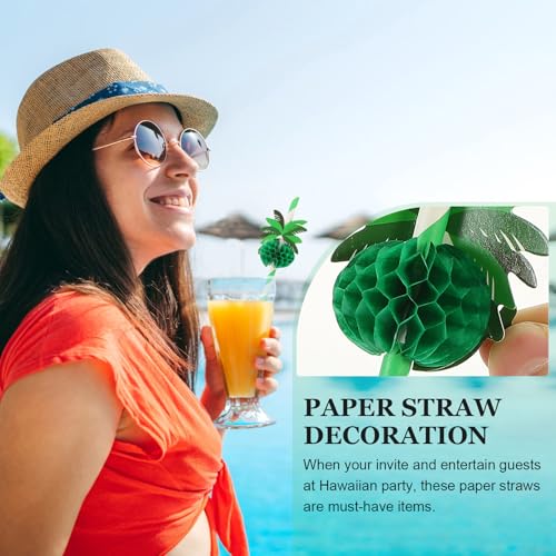 50 pitillos de papel para fiesta hawaiana decorativos miniatura 4