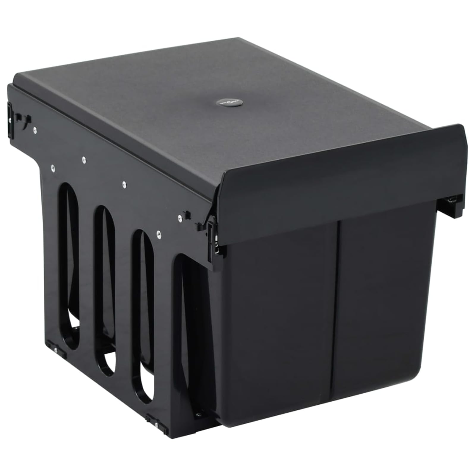 36L Mülleimer mit 2×15L Behältern, Ausziehbarer Abfallsammler aus ABS und PP in Schwarz, Soft-Close-Mechanismus, Ideal für den Einbau in Küchenschränke 51179