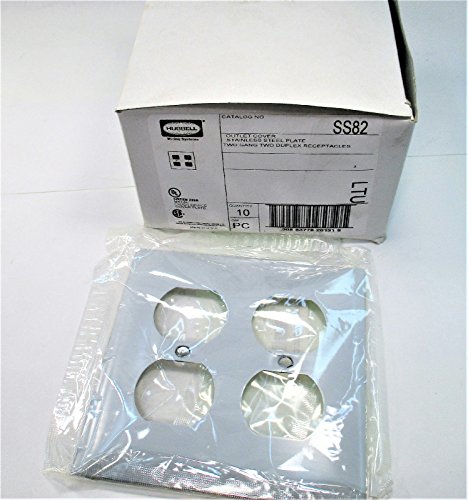 Hubbell SS82 Outlet Cover Stainless Steel 2 Gang 2 Duplex Receptacles Qty10 New