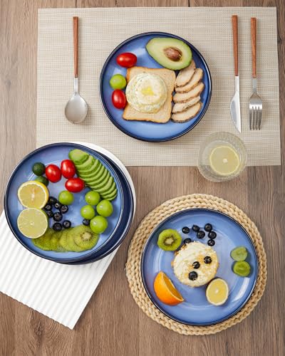 Image of Pokini Ceramic Dinner Plates Set of 6, 8inch Salad, Dessert Plates Dishes