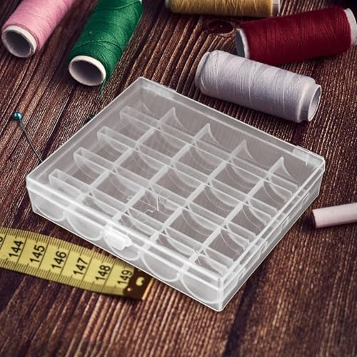 Image of LOYORTY 12PCS Plastic Empty Bobbin Storage Case, 25 Slots Bobbin Case Holder, Transparent Bobbin Organizer Storage Box, Bobbins Spools Case for Sewing Machine