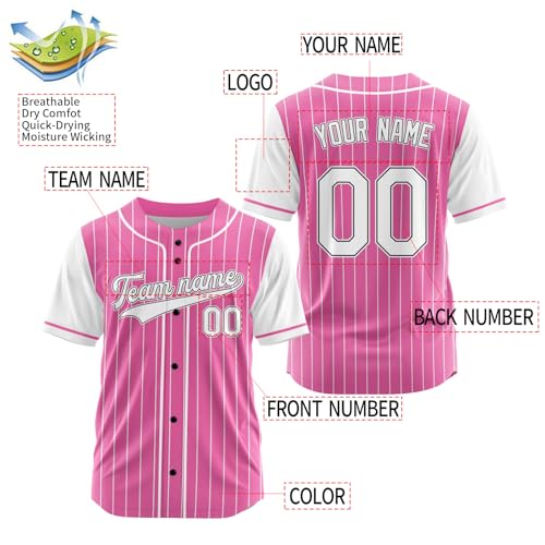 Custom Stripe Baseball Jersey - Personalized Softball Shirts Printed/Stitched Name Number for Men Women Youth miniatura 4