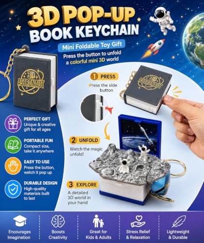 Image of 3D Pop-Up Book Keychain, Mini Foldable Toy Gift